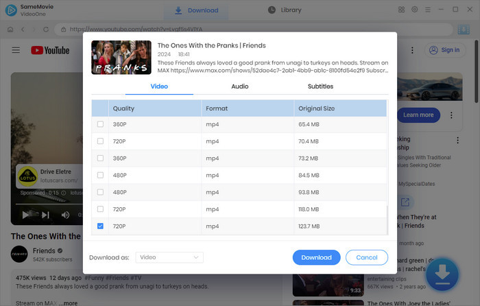 choose video and audio quality