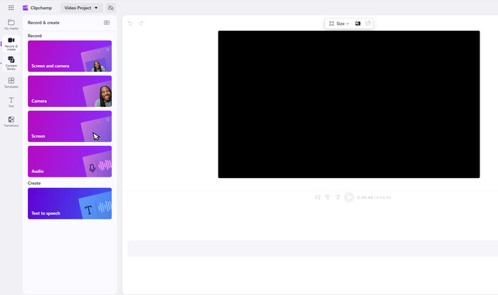 Record YouTube videos with Clipchamp in editing panel