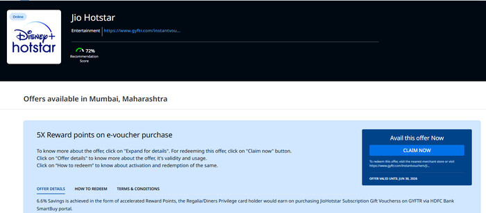 Watch hotstar free with HDFC Bank