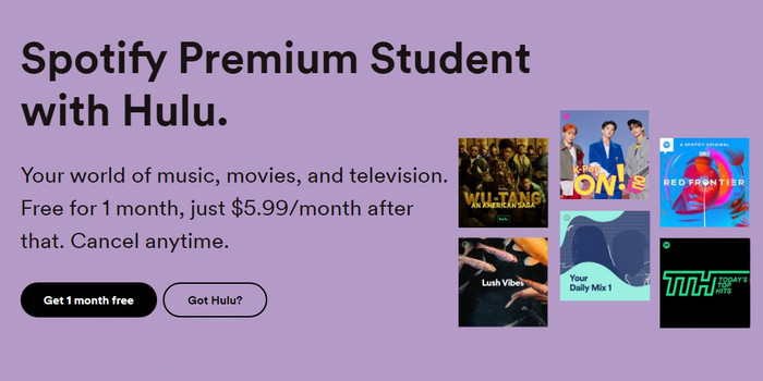 Spotify Student Premium with Hulu