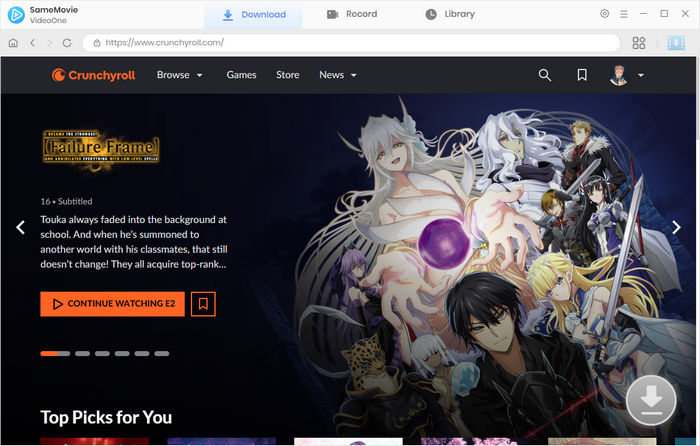 crunchyroll main interface
