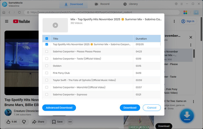 Select YouTube Playlist Videos to Download