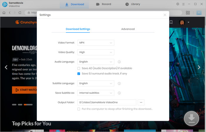 settings crunchyroll